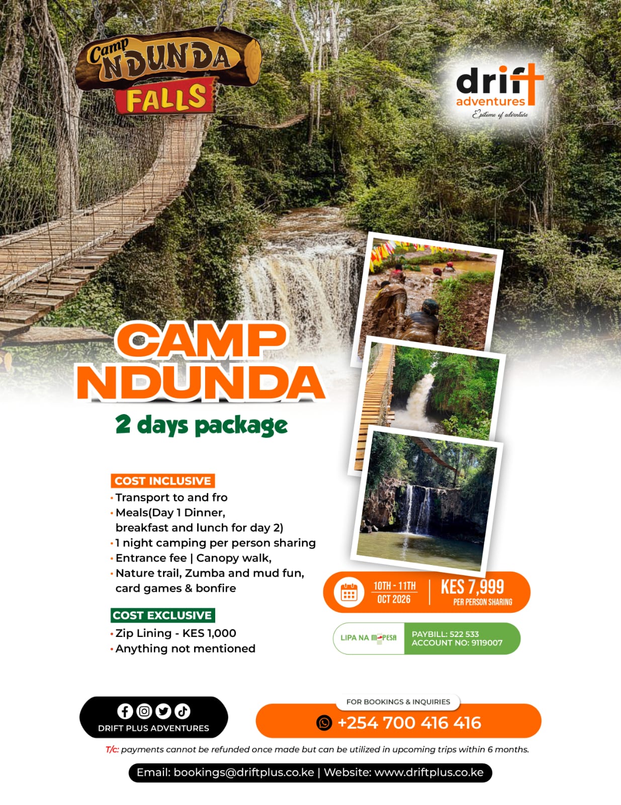 Ndunda Falls Camping Adventure – 2 Days, 1 Night